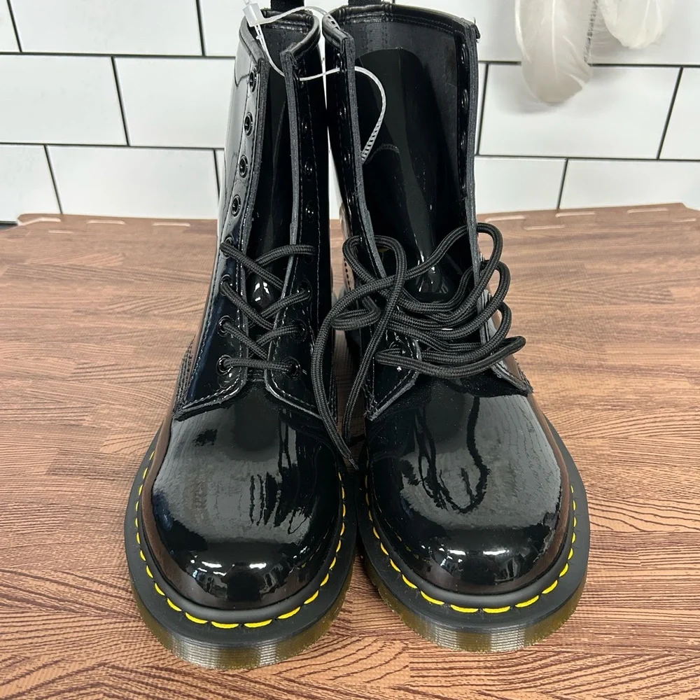 Dr. Martens 1460 Black Patent Leather Combat Boots Size 10 US / 8 UK NWOT - Picture 2 of 7